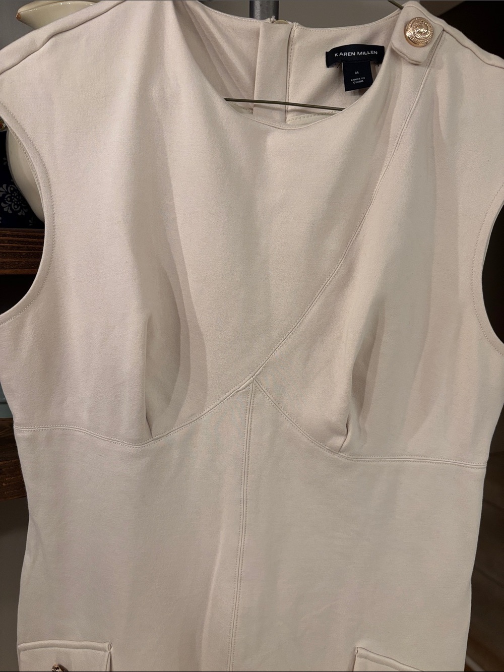 Karen Millen Ivory Cream Tailored Pocket Dress | Size M - Picture 3 of 10